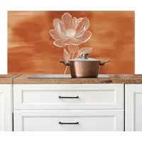 KitchenYeah Spatscherm keuken 120x60 cm - Kookplaat achterwand Bloem - Minimalistisch - Wit - Muurbeschermer - Spatwand fornuis - Hoogwaardig aluminium
