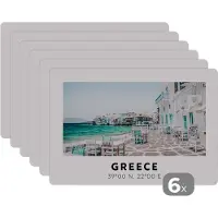 KitchenYeah Placemat - Placemats kunststof - Griekenland - Blauw - Zee - Stoelen - 45x30 cm - 6 stuks - Hittebestendig - Anti-Slip - Onderlegger - Afneembaar