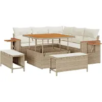 vidaXL Tuinbank Set 9 st 8-Aantal zitplaatsen Beige en Crème
