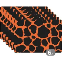 KitchenYeah Placemats - Dierenprint - Giraffe - Design - Dieren - Tafelbeschermer - Onderlegger - Placemat - 45x30 cm - 6 stuks