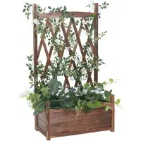 UNHO bloembak met klimrek - verhoogde plantenbak met latwerk - tuinlatwerk - hout - klimrek klimrek klimhulp - bloembak plantenbak - 64x36,5x115 cm