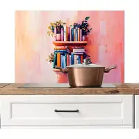 KitchenYeah Spatscherm keuken 90x60 cm - Kookplaat achterwand Planken - Boeken - Bladeren - Muurbeschermer - Spatwand fornuis - Hoogwaardig aluminium