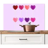 KitchenYeah Spatscherm keuken 100x65 cm - Kookplaat achterwand Lolly - Hart - Roze - Snoep - Muurbeschermer - Spatwand fornuis - Hoogwaardig aluminium