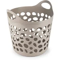 PlasticForte Flexibele wasmand/opbergmand - rond - beige - 35 liter - D40 x H39 cm