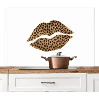 KitchenYeah Spatscherm keuken 120x80 cm - Kookplaat achterwand Lip - Panterprint - Minimalistisch - Wit - Muurbeschermer - Spatwand fornuis - Hoogwaardig aluminium