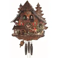 Engstler - 4739_QMT - Koekoeksklok - Kwarts - Notenhout - met muziek met dansend paar - 34 cm