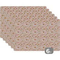 KitchenYeah Placemat - Placemats kunststof - Structuur - Patroon - Terazzo - 45x30 cm - 6 stuks - Hittebestendig - Anti-Slip - Onderlegger - Afneembaar