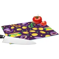 KitchenYeah Glazen Snijplank - 28x20 - Carnaval - Feest - Paars - Patronen - Snijplanken Glas