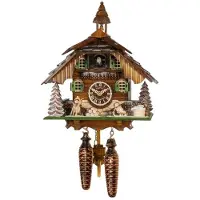 Engstler - 44424_QM - Koekoeksklok - Kwarts - Notenhout - met muziek - 31 cm