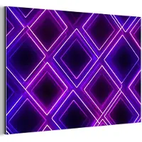 MuchoWow Aluminium schilderij 180x120 cm - Wanddecoratie metaal - Ruiten - Neon - Paars - Metalen muurdecoratie woonkamer - Decoratie industrieel - Foto op dibond - Industriële accessoires slaapkamer