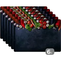 KitchenYeah Placemat - Placemats kunststof - Groente - Kruiden - Specerijen - 45x30 cm - 6 stuks - Hittebestendig - Anti-Slip - Onderlegger - Afneembaar