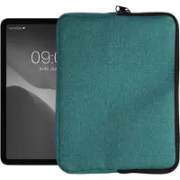 Kwmobile universele tablet hoes geschikt voor 12,4"-12,9" Tablet hoesje - Stoffen cover voor tablets 28,7 x 21,7 cm - Tablet sleeve met rits - In petrol