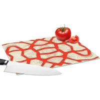 KitchenYeah Glazen Snijplank - 28x20 - Koraal - Rood - Wit - Design - Snijplanken Glas