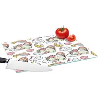 KitchenYeah Glazen Snijplank - 39x28 - Slapen - Unicorn - Patronen - Snijplanken Glas