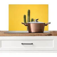 KitchenYeah Spatscherm keuken 60x40 cm - Kookplaat achterwand Cactus - Groen - Minimalistisch - Muurbeschermer - Spatwand fornuis - Hoogwaardig aluminium