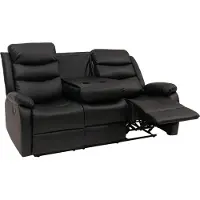 Mendler 3-zits bioscoopstoel -O62, relaxfauteuil televisiefauteuil met armleuning, bekerhouder, ligfunctie kunstleer ~ zwart