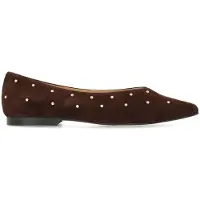 Manfield Donkerbruine suède loafers met studs | Maat 38