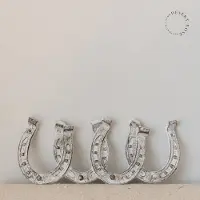 Ambiente Haus Wandhaak met hoefijzers van gietijzer wit 30cm x 12cm x 3cm - decoratieve gietijzeren wandophanging - Kapstok met vier haken