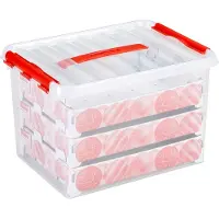 Sunware Q-line transparante opbergdoos voor kerstversiering 22 liter (60 kerstballen)