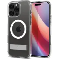 Spigen Ultra Hybrid S MagFit - Hoesje Geschikt voor Apple iPhone 16 Pro Max - Compatibel met MagSafe - Back Cover met Air Cushion - Uitklapbare Standaard - Transparant