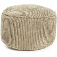 Lumaland zitzak poef van corduroy | Compacte 50L gaming poef met 3-in-1-functie: comfortabele kruk, handig tafeltje en stijlvolle voetenbank voor binnenshuis | Ø 25 x 45 cm - Beige