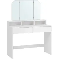 Vasagle Kaptafel met inklapbare spiegel en 2 lades wit