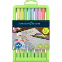 Schneider fineliner - Line-Up – lijnbreedte 0,4mm - pastel - verstelbare pencilcase - 8 stuks assorti kleuren - S-191088