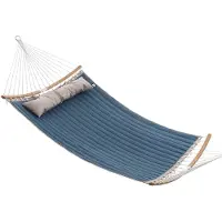 Songmics Hangmat voor 2 personen, Blauw+Beige