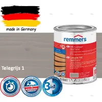 Remmers HK Lazuur 3-in-1 [plus] Telegrijs 1 - Premium Houtbeits voor Buiten | Transparant, Sneldrogend, Oplosmiddelarm | 0,75Liter