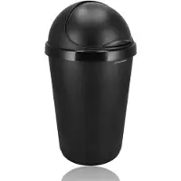 Discountershop Prullenbak Keuken Zwart 50L met Deksel – Grote Kunststof Afvalemmer – Slimme Vuilnisbak voor Afvalscheiding – Ø38,5 x H70 cm – Voor Binnen & Buiten