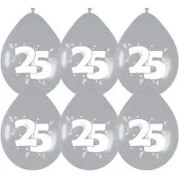 Haza 25 jaar getrouwd Jubileum thema ballonnen - 24x stuks - zilver - versiering - feestartikelen - bruiloft