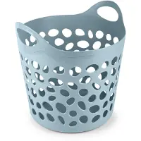 PlasticForte Flexibele wasmand/opbergmand - rond - blauw - 35 liter - D40 x H39 cm