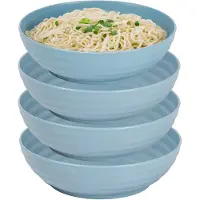PlasticForte Rond bord/camping - 4x - diep bord/breed schaaltje - D19 x H5.5 cm - blauw - kunststof - soepborden - onbreekbaar servies
