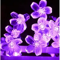Universeel 12M 100 Led Paarse Solar Flower Lichtslingers Fairy LED Verlichting String Decoratieve Buitenverlichting voor Huis Tuin Vakantie Decor