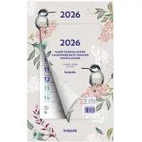 Brepols Wand-weekkalender 2026 - FANTASY - Week begint op maandag - 19 x 31 cm - Beige - Vogel