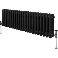MonsterShop Traditionele 3 Kolom Radiator - 300 x 1012mm - Zwart