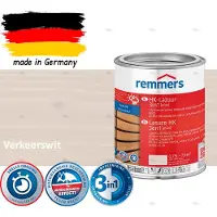 Remmers HK Lazuur 3-in-1 [plus] Verkeerswit - Premium Houtbeits voor Buiten | Transparant, Sneldrogend, Oplosmiddelarm | 0,75Liter