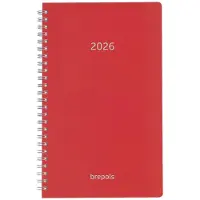 Brepols bureau agenda 2026 - BREFORM [0.516] - POLYPROP - Bureau agenda - 1 dag op 1 pagina - Dagoverzicht - Wire-O - Rood - 10 x 16.5 cm