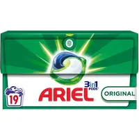 Ariel 3in1 Pods Original – 19 wasmiddelcapsules – Krachtige reiniging – Gemaakt in Frankrijk