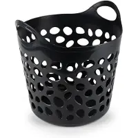 PlasticForte Flexibele wasmand/opbergmand - rond - zwart - 35 liter - D40 x H39 cm