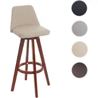 Generique Barkruk HWC-C43, barkruk, toonbankkruk, hout, kunstleer, draaibaar crème