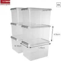 Sunware - Comfort line opbergbox set van 6 - 22L transparant metaal - 40 x 30 x 26 cm