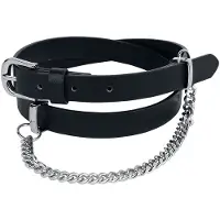 Rock Rebel by EMP Riem - Narrow Black Belt with Decorative Chain - voor Vrouwen - zwart - Maat 95 cm