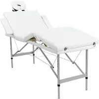 vidaXL Massagetafel inklapbaar met aluminium frame (vier delen / crèmewit)