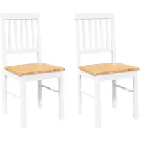 vidaXL Eetkamerstoelen met kussens 2 st massief hout rubber wit