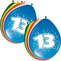Folat Verjaardag leeftijd ballonnen 13 jaar - 16x - multi - 30 cm - feestartikelen/versieringen