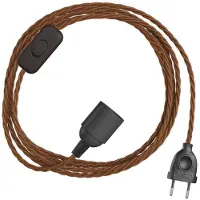 Creative Cables Snakebis Twisted E14 Kabelset Met Lampenhouder. Stoffen Gevlochten Kabel En 2-pins Stekker 3 M