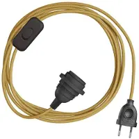 Creative Cables Snakebis E27 Lampenkap-kabelset Met Lamphouder. Gekleurde Stoffen Kabel En 2-pins Stekker 3 M