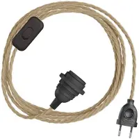 Creative Cables Snakebis Twisted E14 Lampenkap-kabelset Met Lamphouder. Gevlochten Stoffen Kabel En Stekker Met 2 Pinnen 3 M