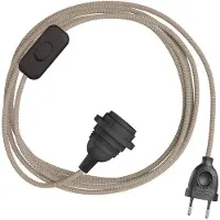 Creative Cables Snakebis Zig-zag E27 Lampenkap-bedrading Met Lampenhouder. Zig-zag Stoffen Kabel En 2-polige Stekker 3 M